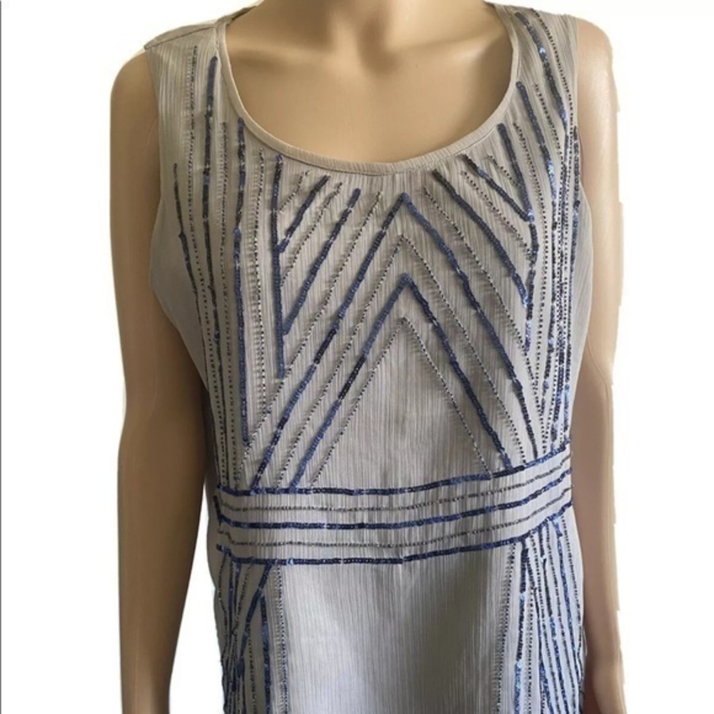 Coldwater Creek Blue Gray Shell Sequin Top